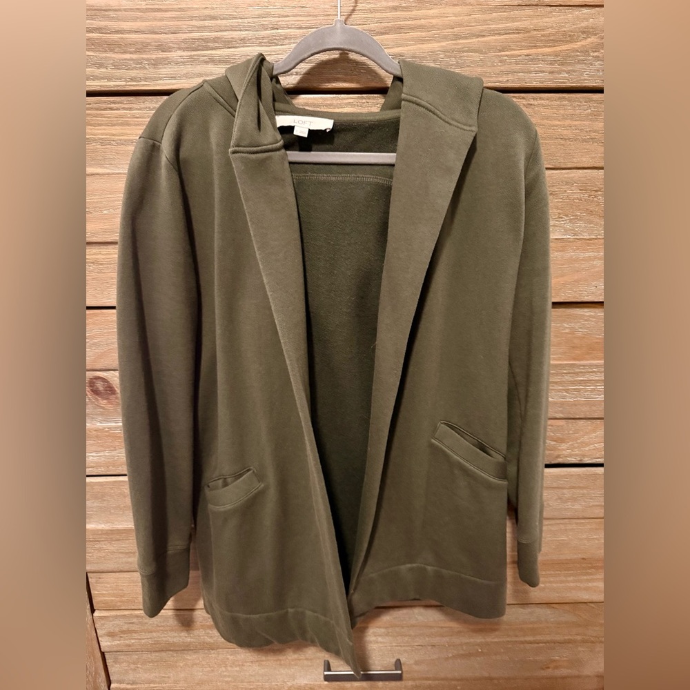 LOFT Women's Olive Hooded Cardigan
